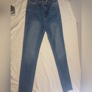 Wax Jean Jeans Womens 7/28 Skinny Stretch High Rise Medium Wash Blue Denim